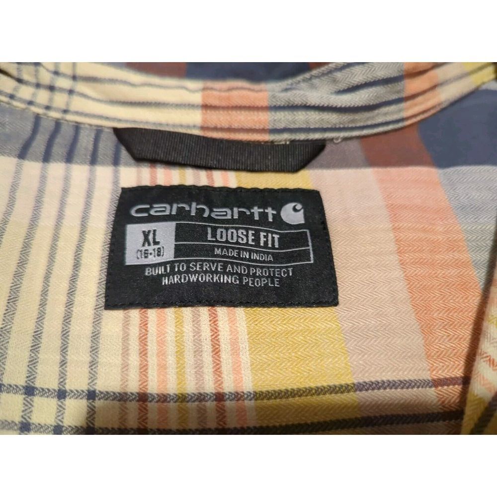 youth carhartt button short sleeve‎ plaid print short sleeve, xl, multi color - Picture 4 of 16